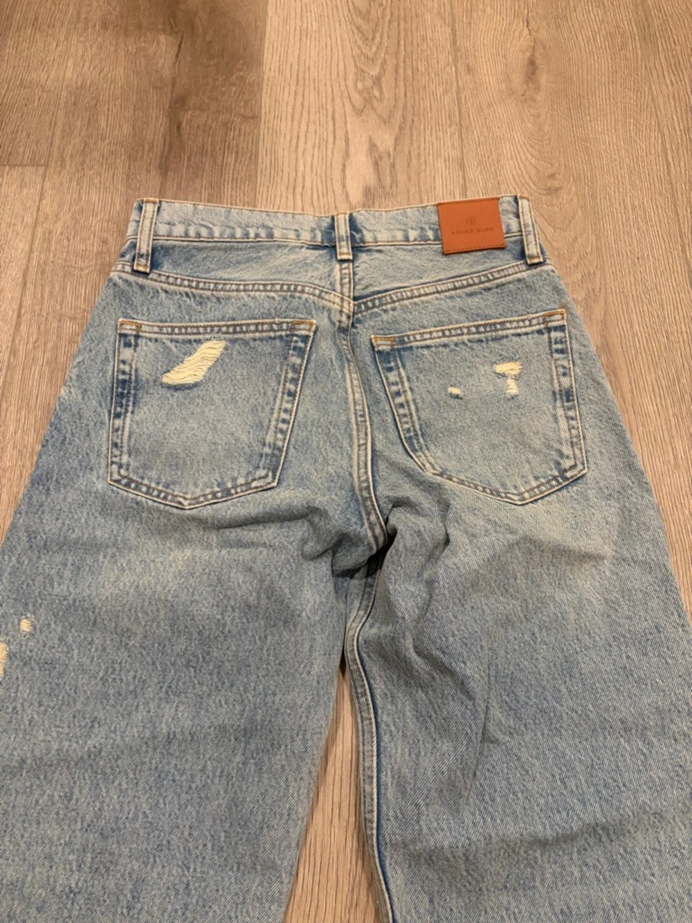 Anine Bing Gavin Straight Leg Jeans with Distressed Detail - Picture 10 of 12